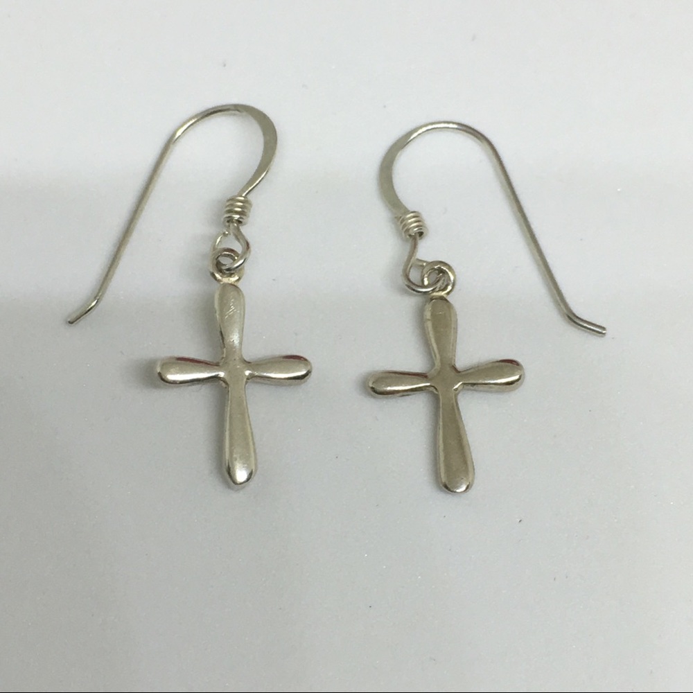 Sterling Silver Cross Dangle Earrings